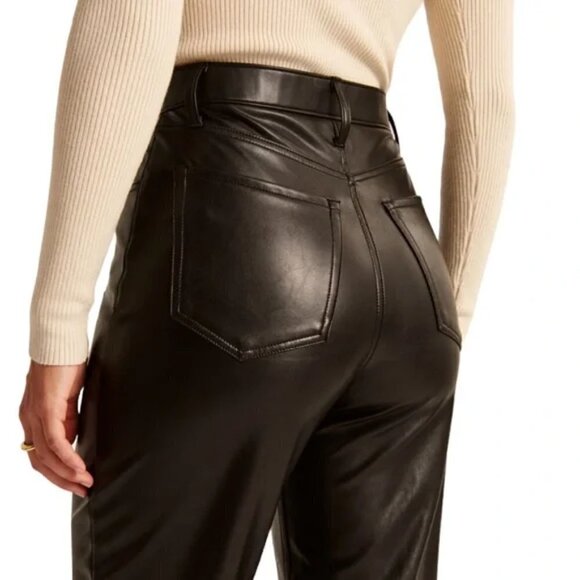 Abercrombie & Fitch Curve Love Vegan Leather Ankle Straight Pant - Picture 6 of 15